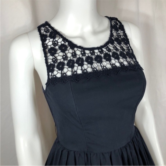Hollister Navy Blue Fit & Flare Crochet Neckline Skater Dress - Picture 2 of 8